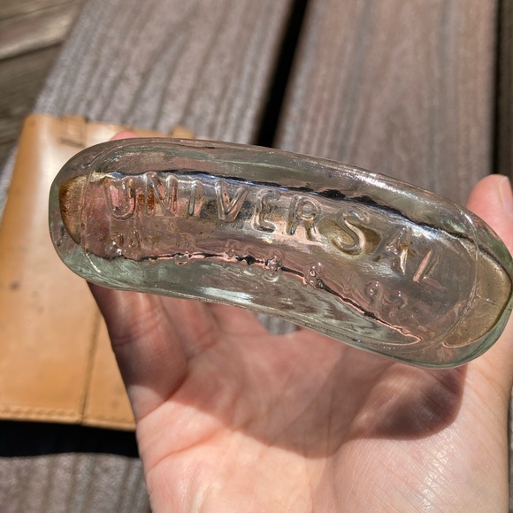 VINTAGE UNIVERSAL PAT'D FEB 8 1927 GLASS POCKET HIP FLASK AND FLASK HOLDER - Picture 14 of 16